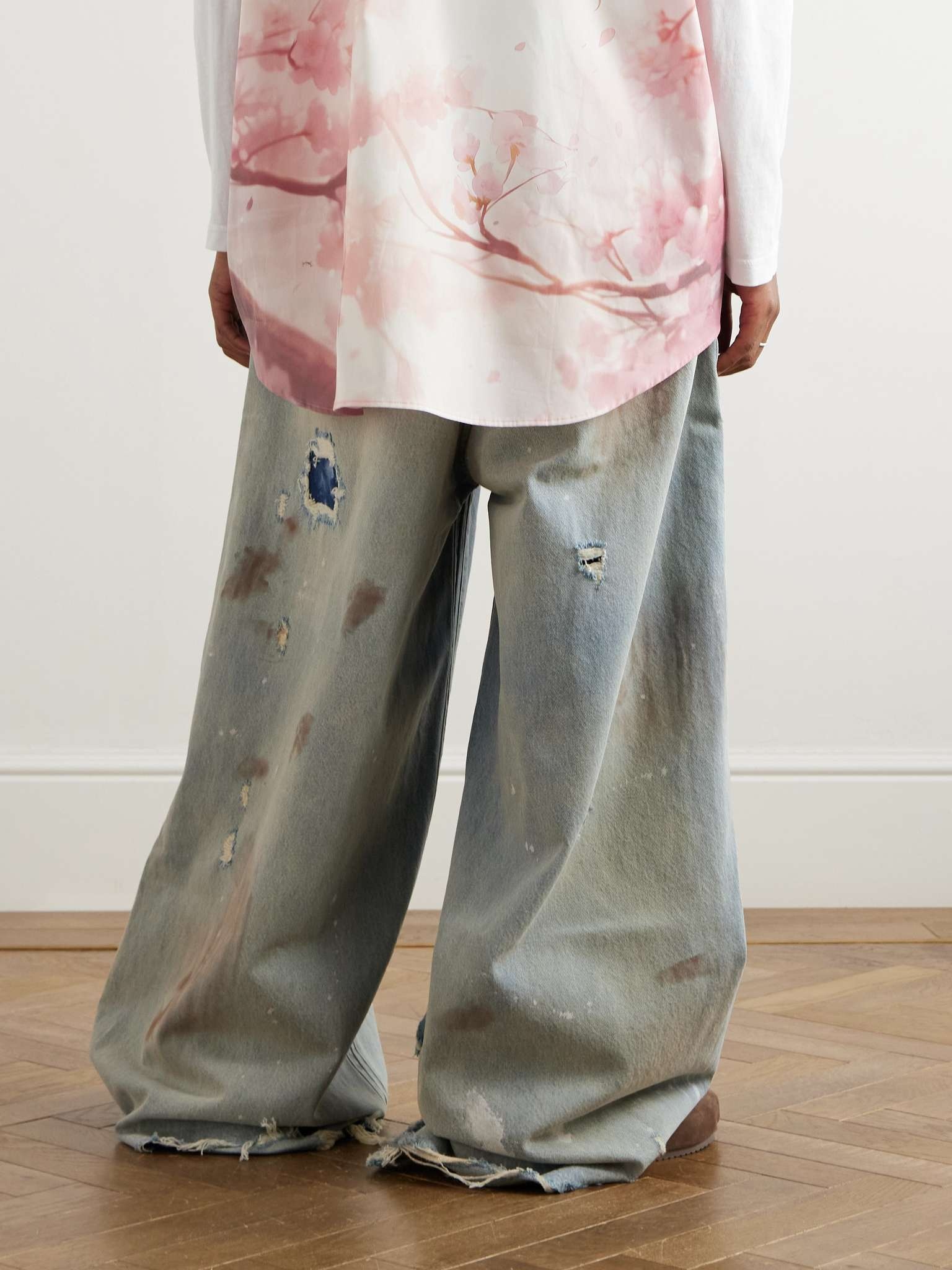Wide-Leg Panelled Distressed Jeans - 4
