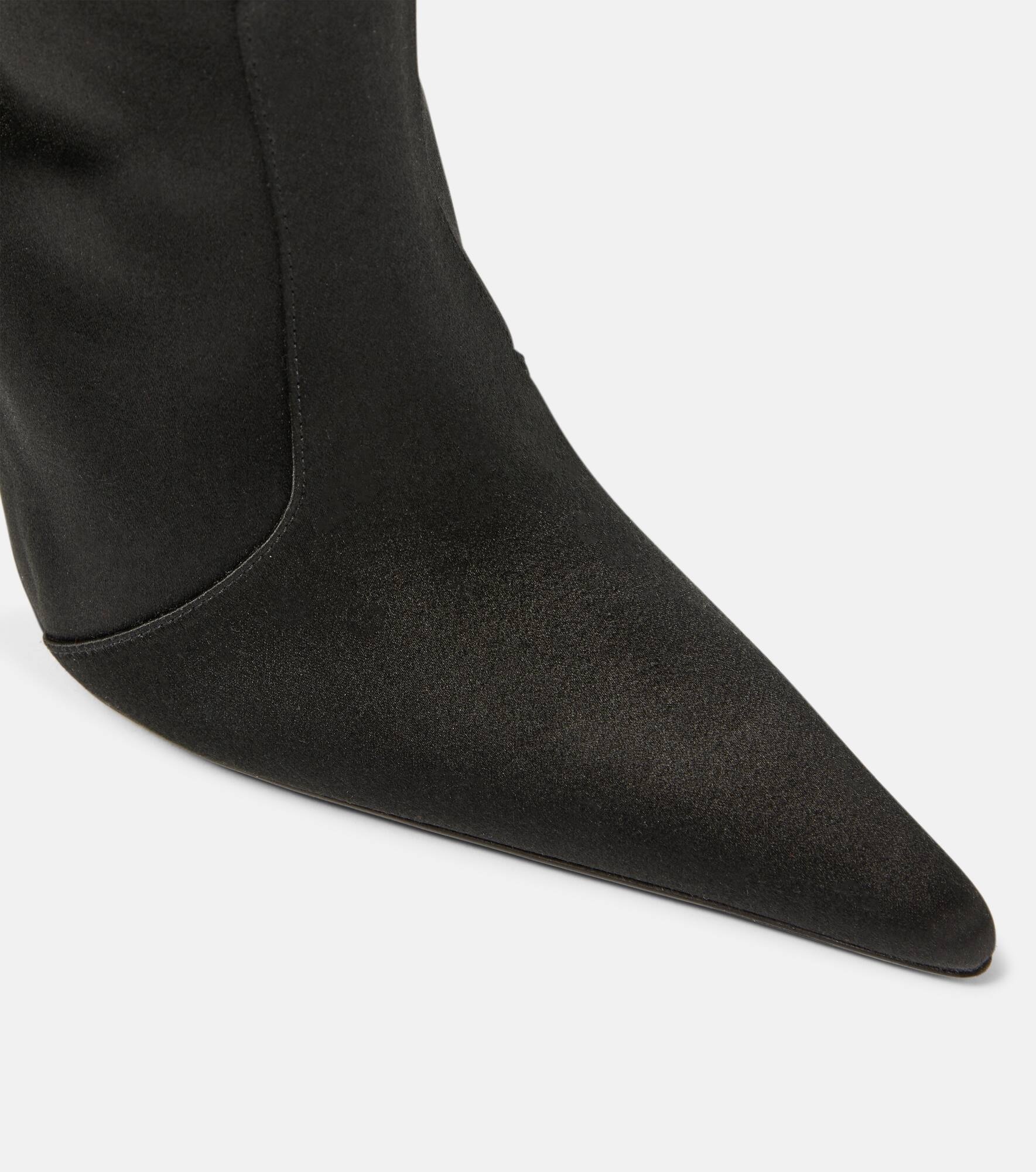 Floral-appliqué satin sock boots - 6