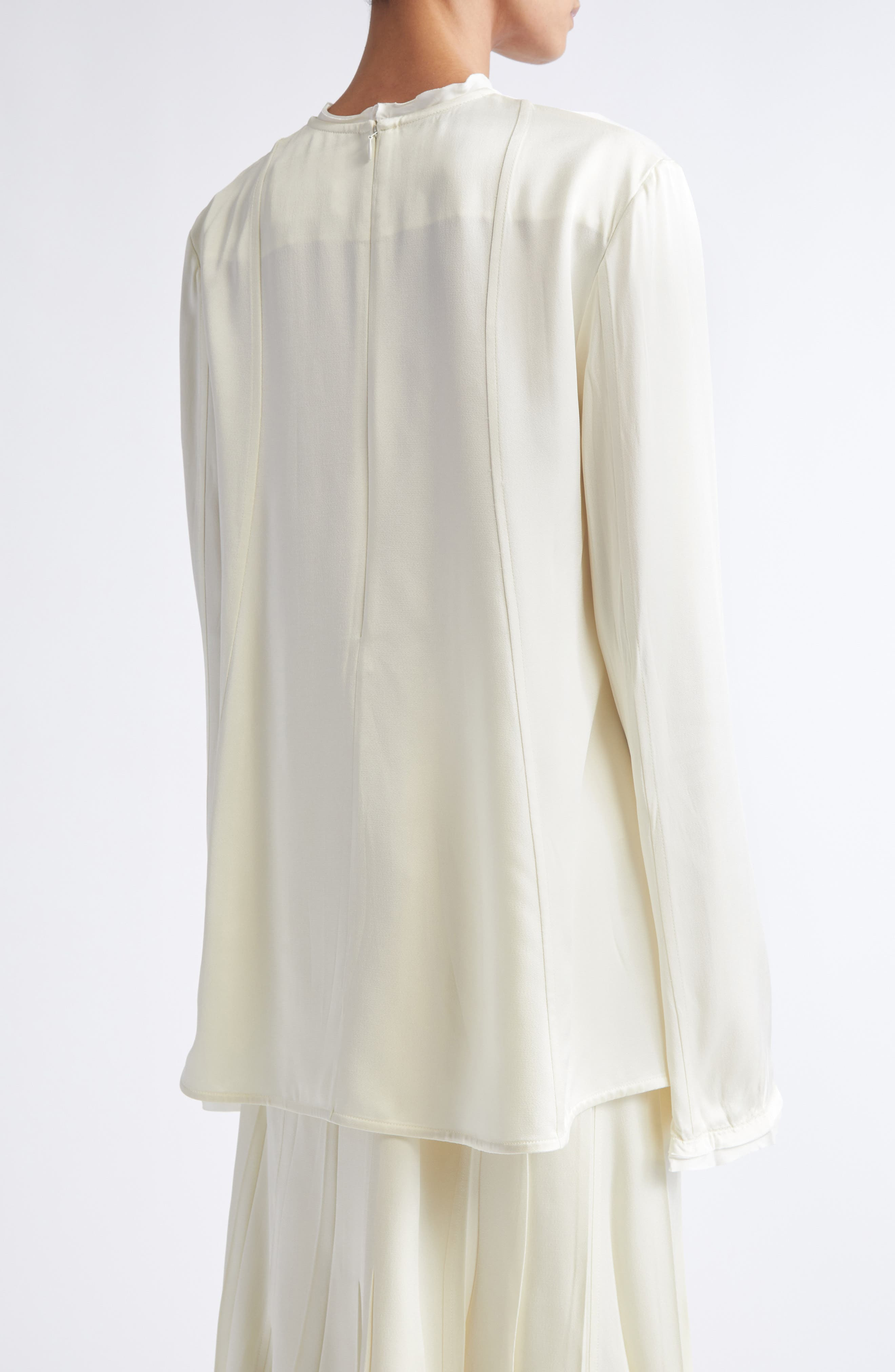 Jil Sander Long Sleeve Reversed Satin Top in Cornsilk at Nordstrom - 2