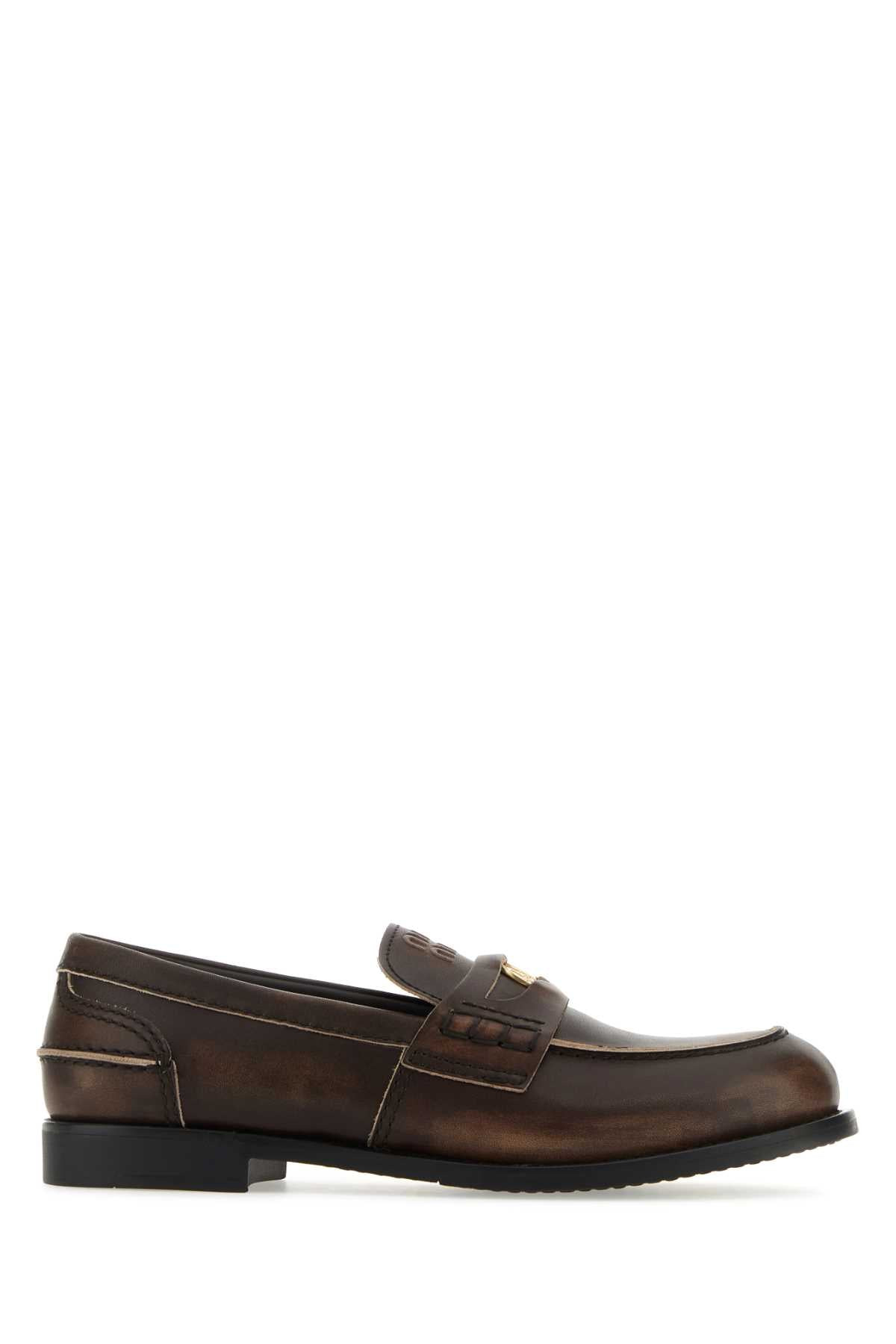 Miu Miu Women Dark Brown Leather Loafers - 1