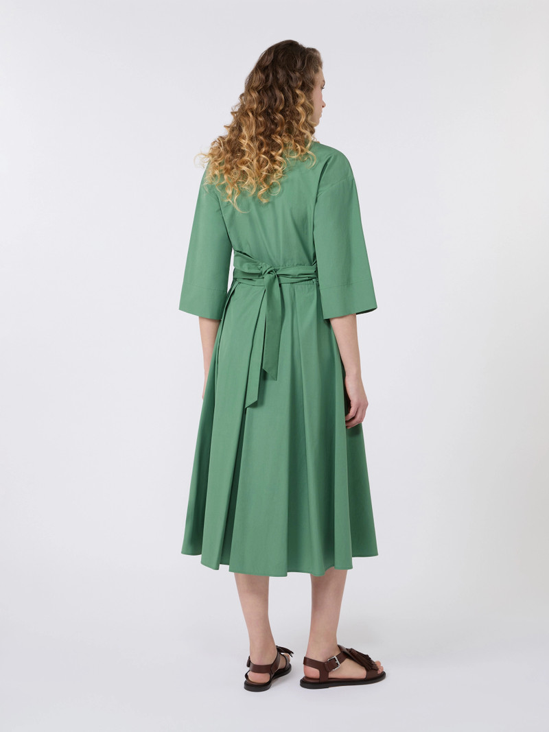PADANA Cotton-poplin midi shirt dress - GREEN 4