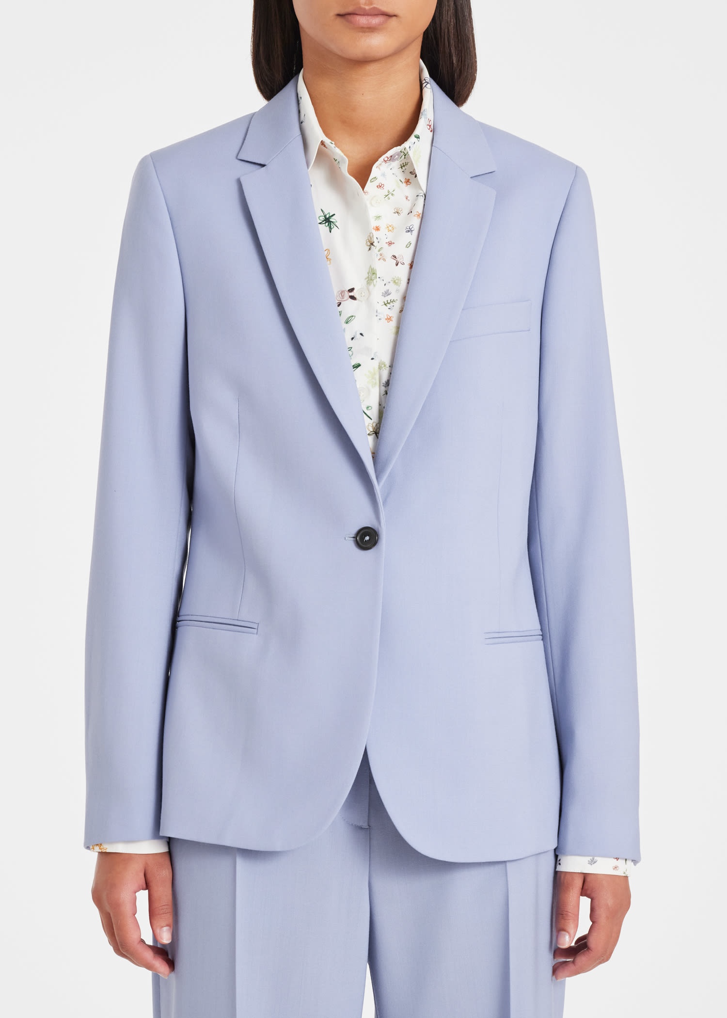 Pale Blue Wool Hopsack Blazer - 5