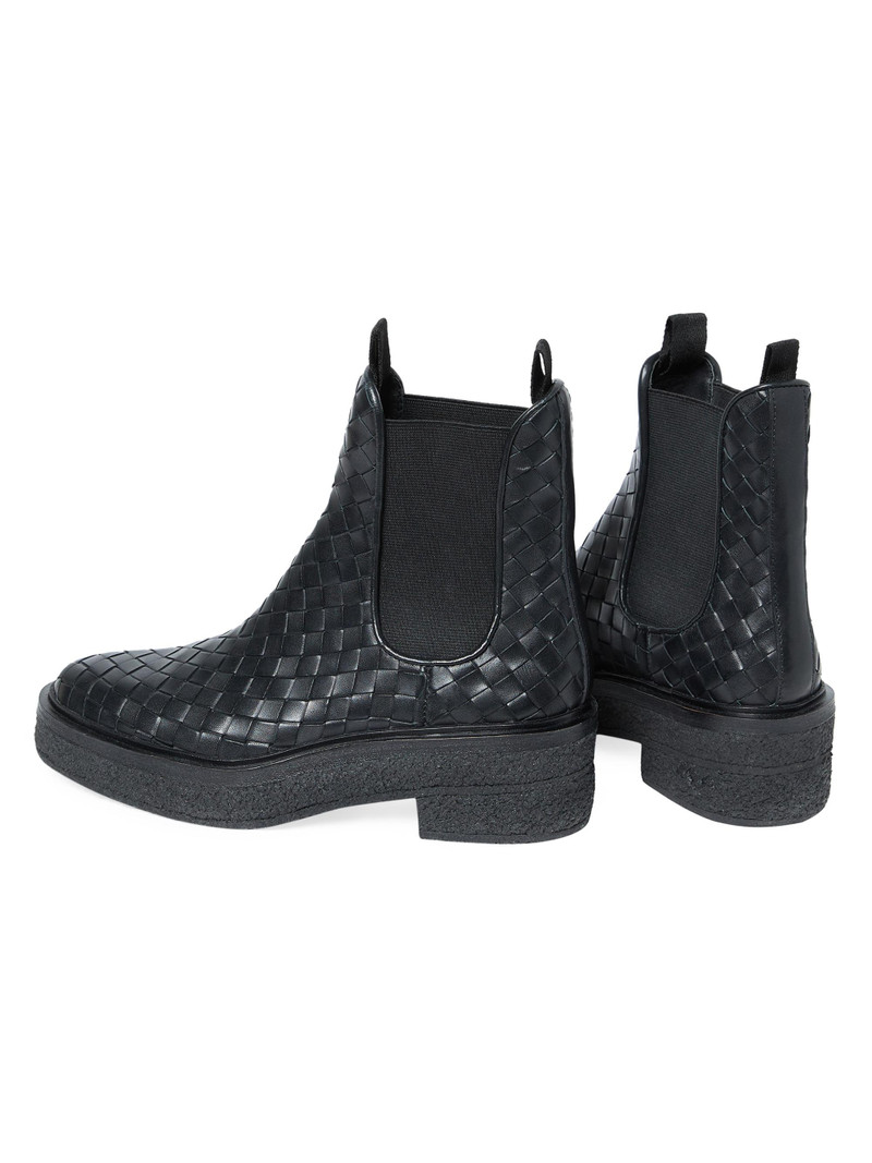 Women's Raquel Woven Leather Ankle Boots - Black 4
