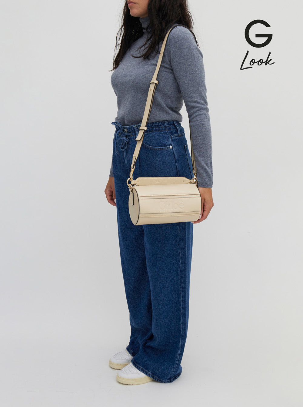 Chloé Women 'Woody' Cream White Tube Shoulder Bag With Engraved Logo In Leather Woman - 7