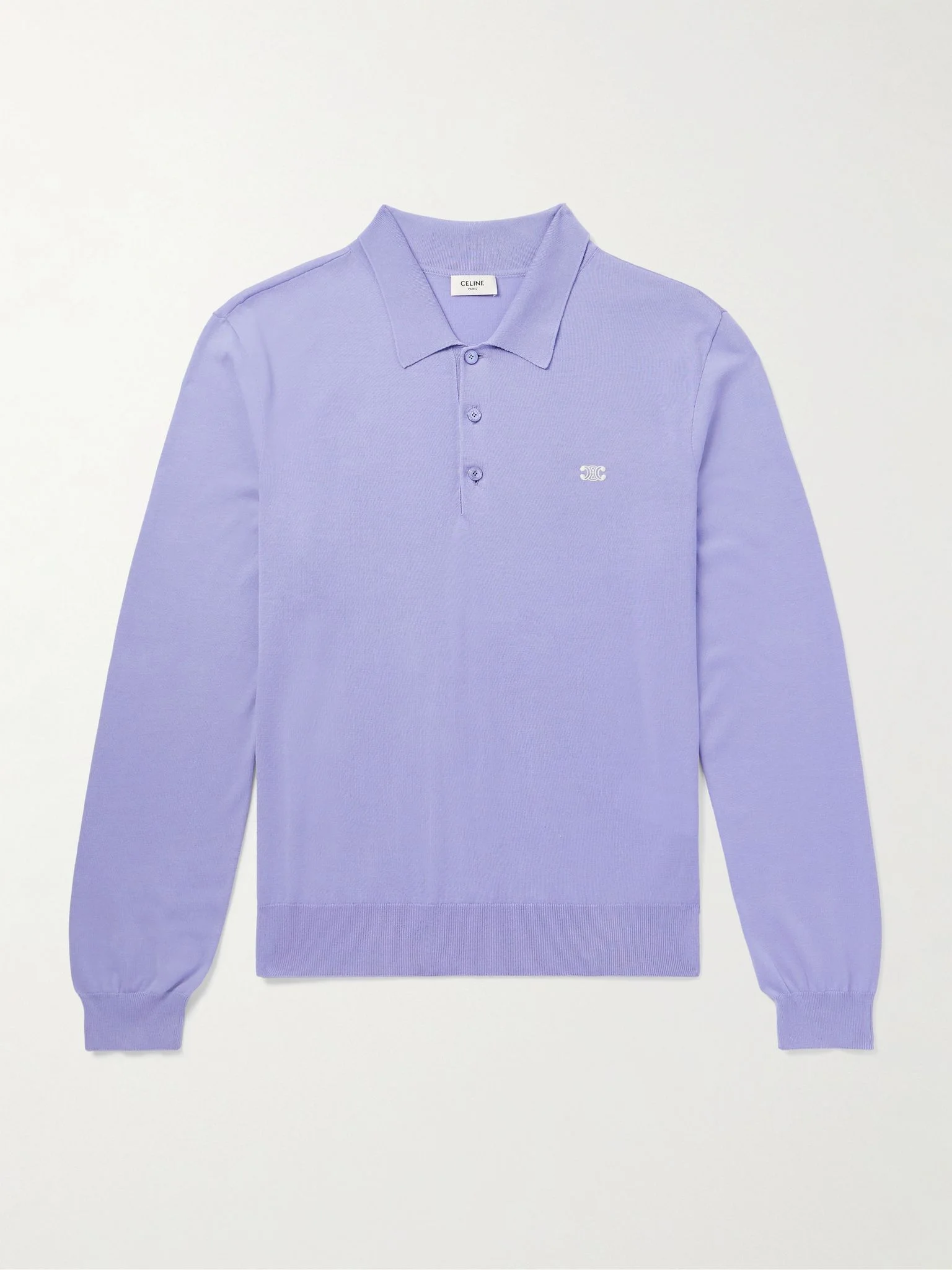 Logo-Embroidered Cotton Polo Shirt Purple - 1