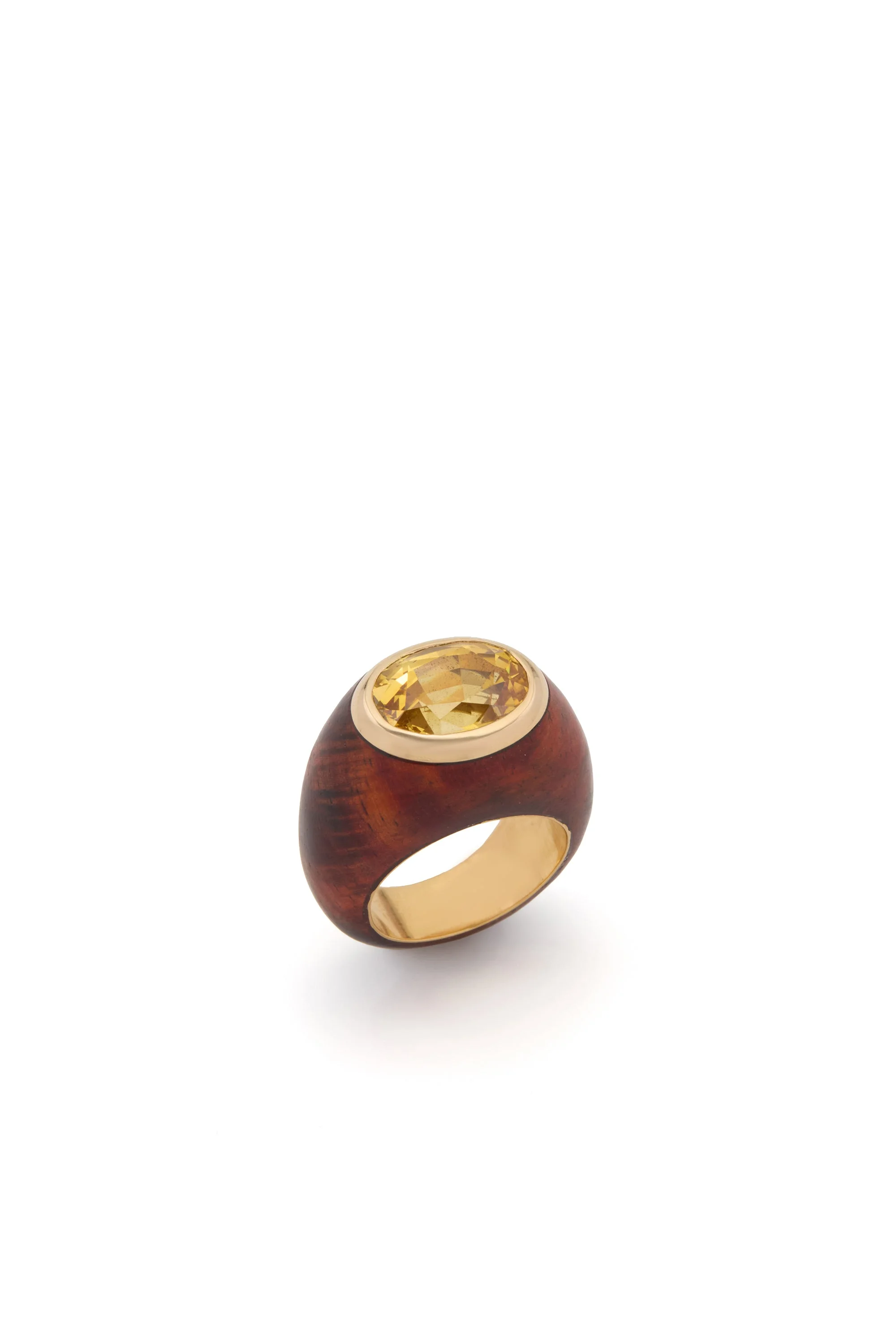 Yellow Sapphire Ring in 18K Yellow Gold, Rosewood and Yellow Sapphire - 1