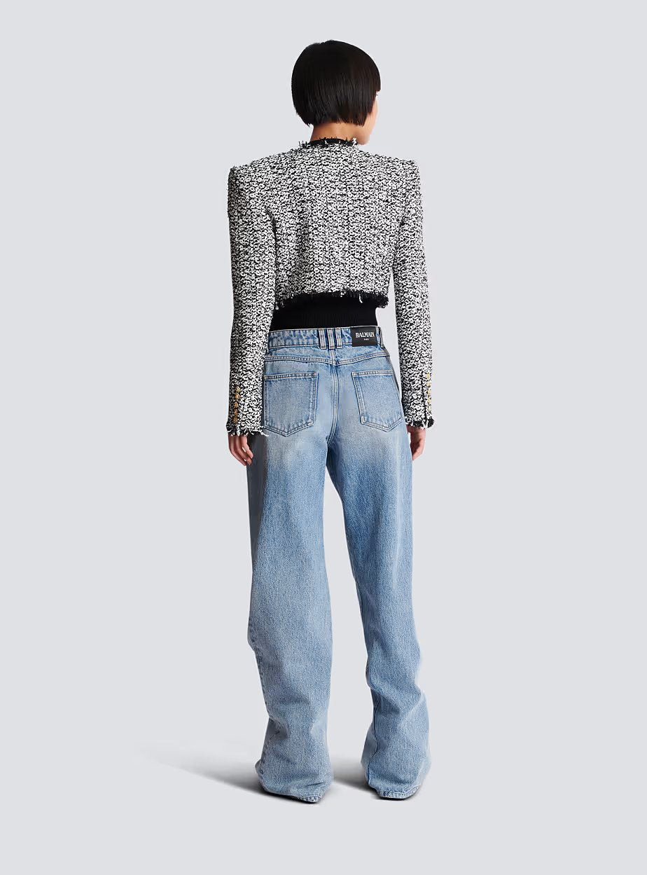 Side To Side Cropped Tweed Jacket - 4