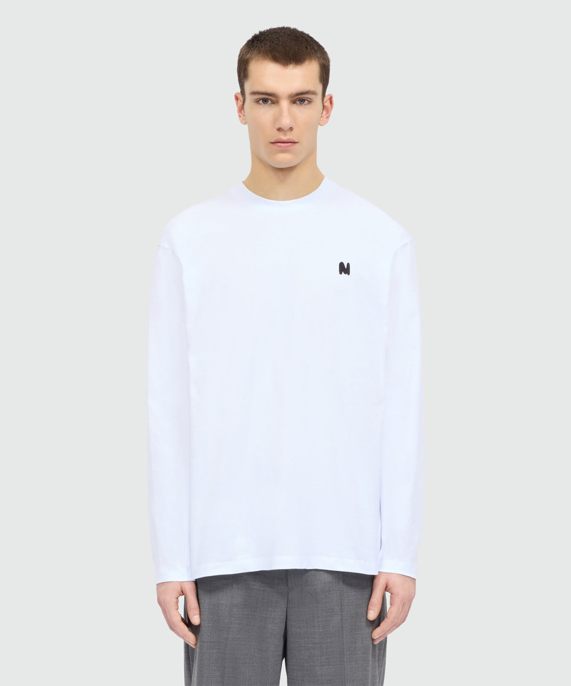 MSGM White long-sleeve cotton jersey T-shirt with front print outlook