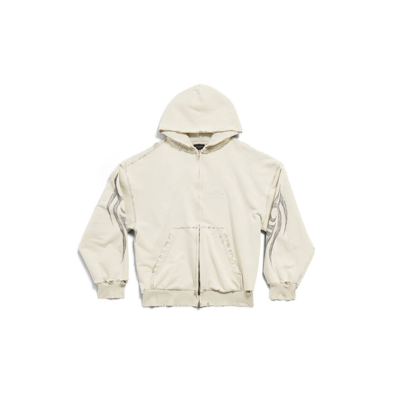 トップス BALENCIAGA Y2k Zip-up Hoodie Regular Fit BALENCIAGA Men's Y2k Zip-up Hoodie Regular Fit in Light Beige