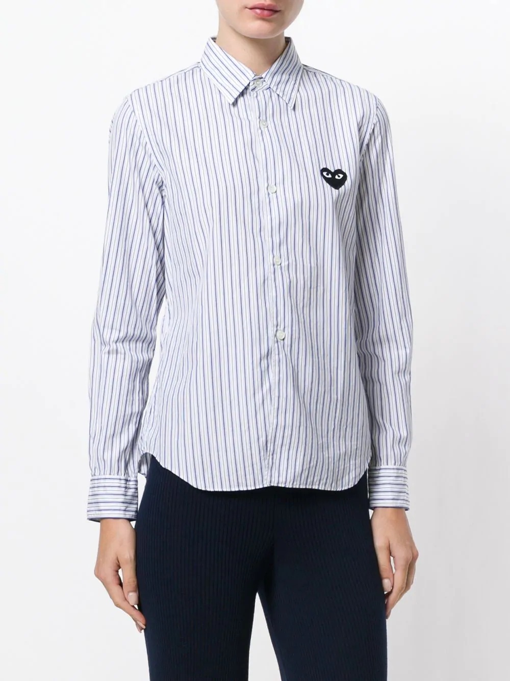 logo patch striped shirt - 3