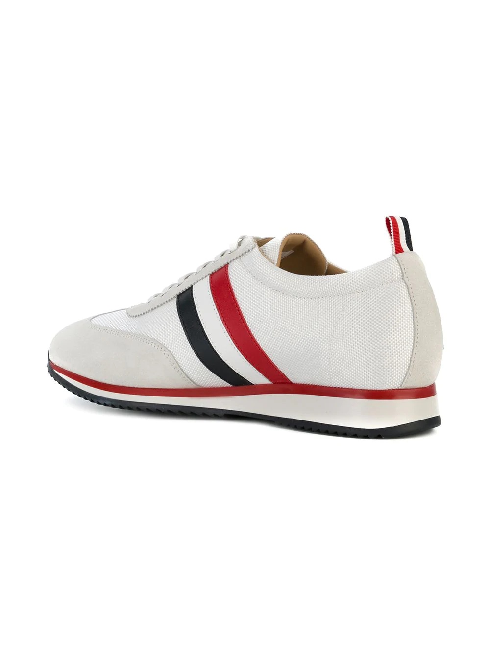 Running Shoe With Red, White And Blue Stripe In Suede & Cotton Blend Tech - 3