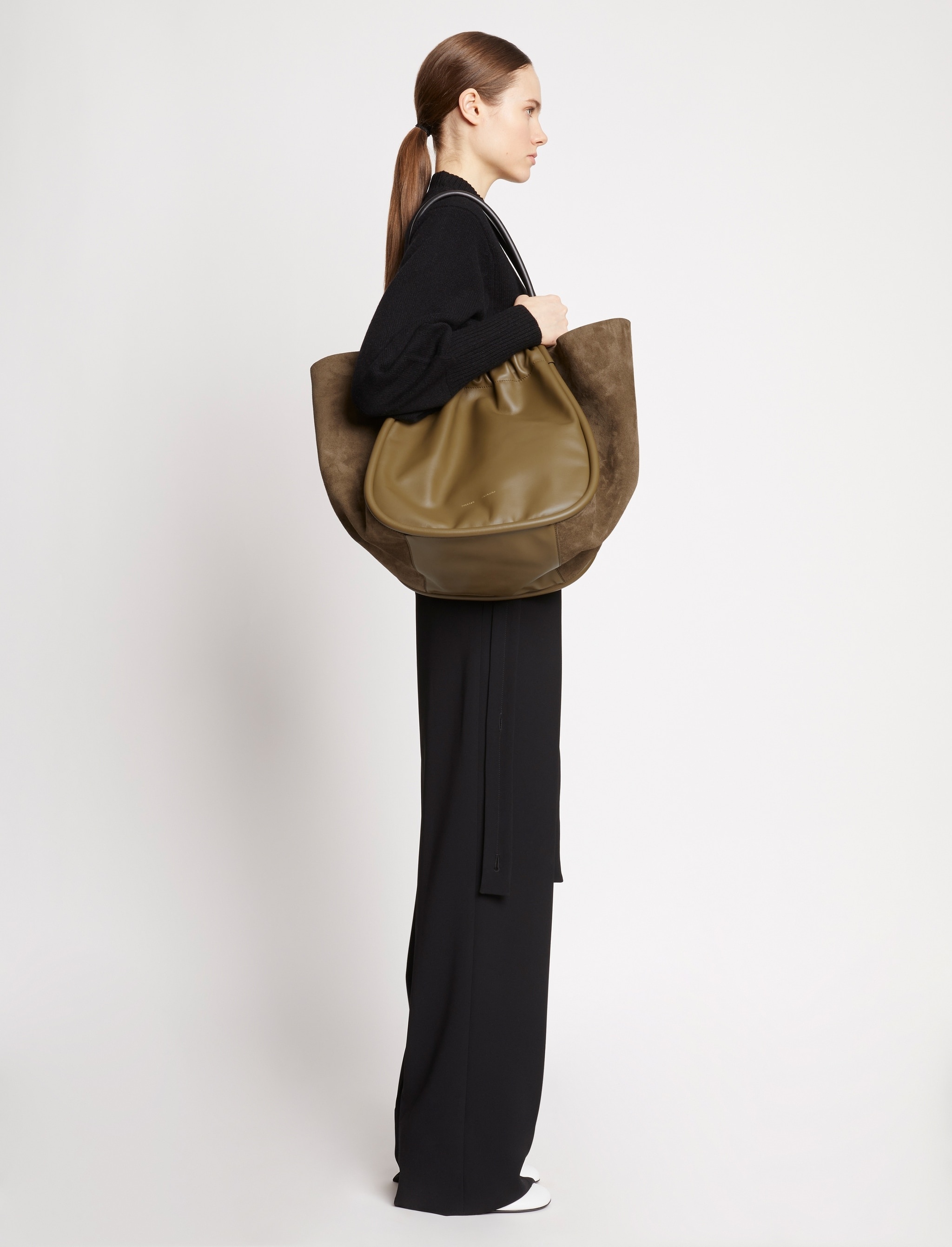 XL Suede Ruched Tote - 3