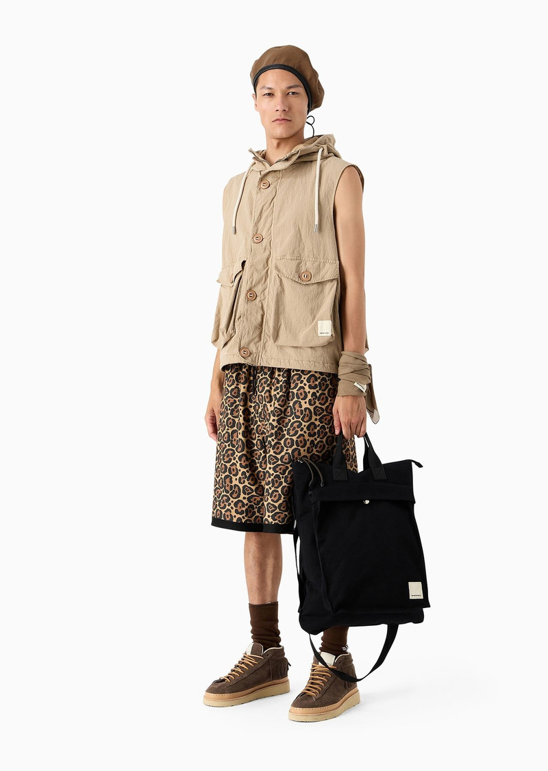 EMPORIO ARMANI Emporio Armani Sustainability Values Capsule Collection garment-dyed organic ripstop sleeveless hood outlook