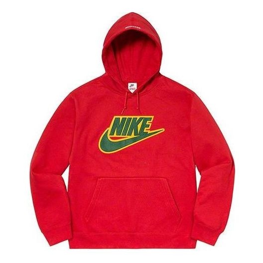 Supreme FW19 Week 14 X Nike Leather Appliqu Hooded Sweatshirt 'Red' SUP-FW19-10722 - 1