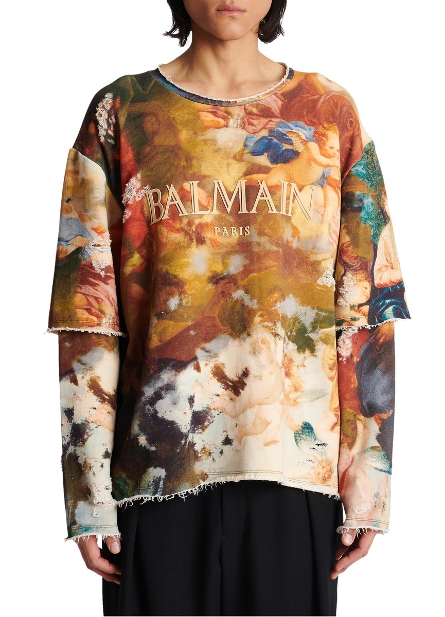 Sky print trompe-l'oeil sweatshirt - 2