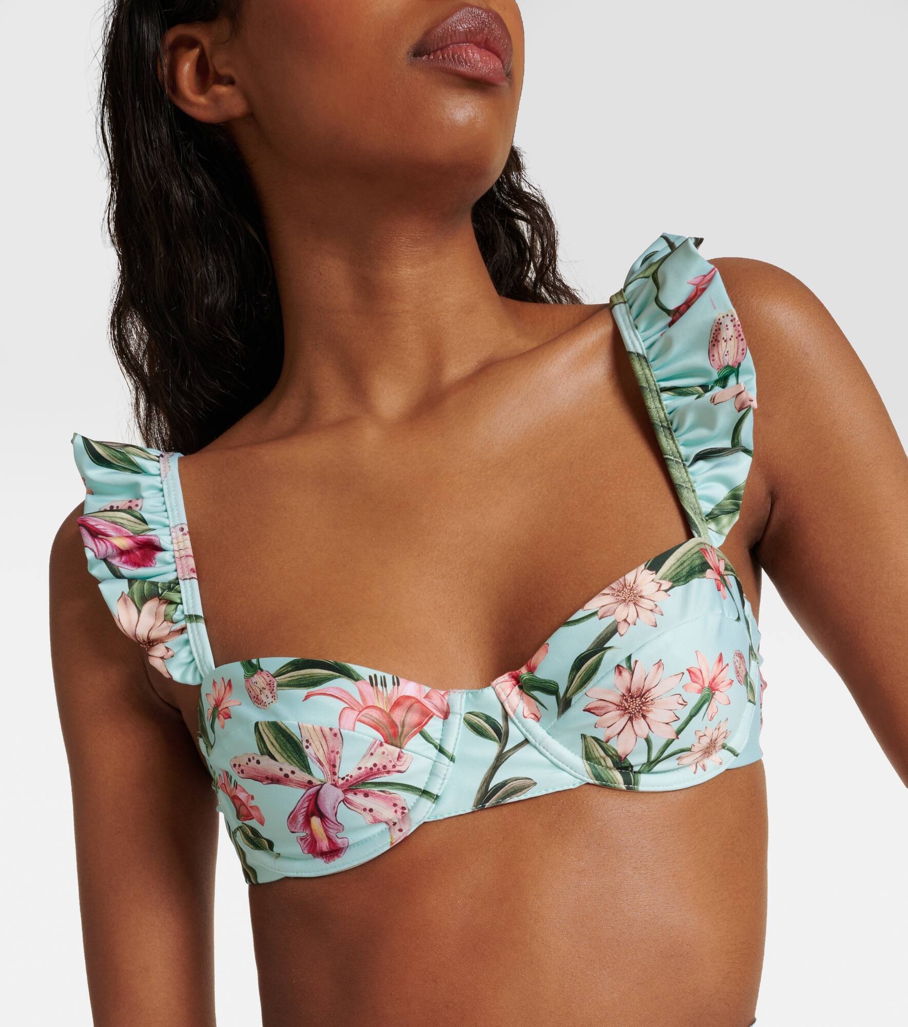 Kiwi floral ruffled bikini top - 4