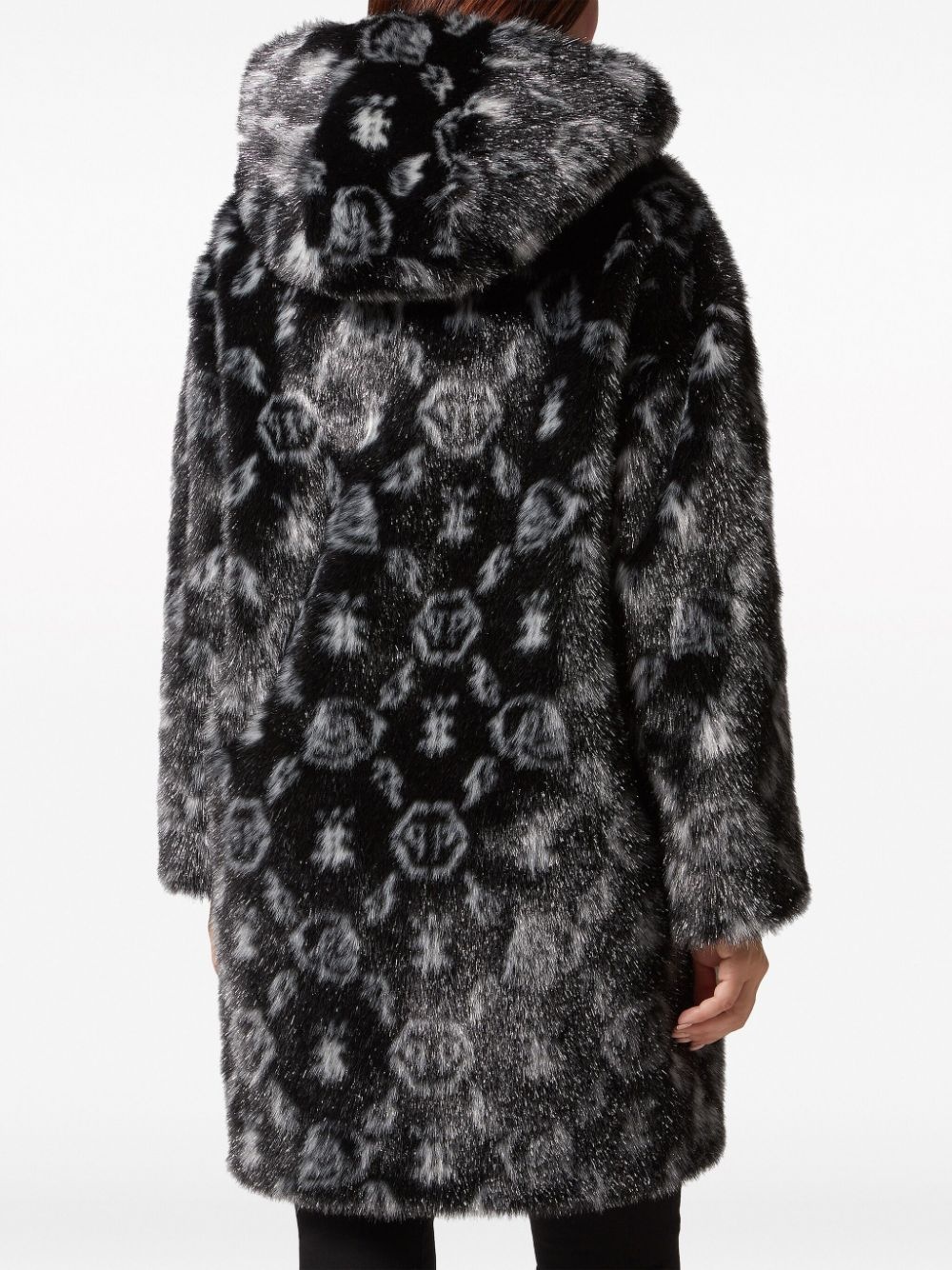 monogram-print hooded coat - 3