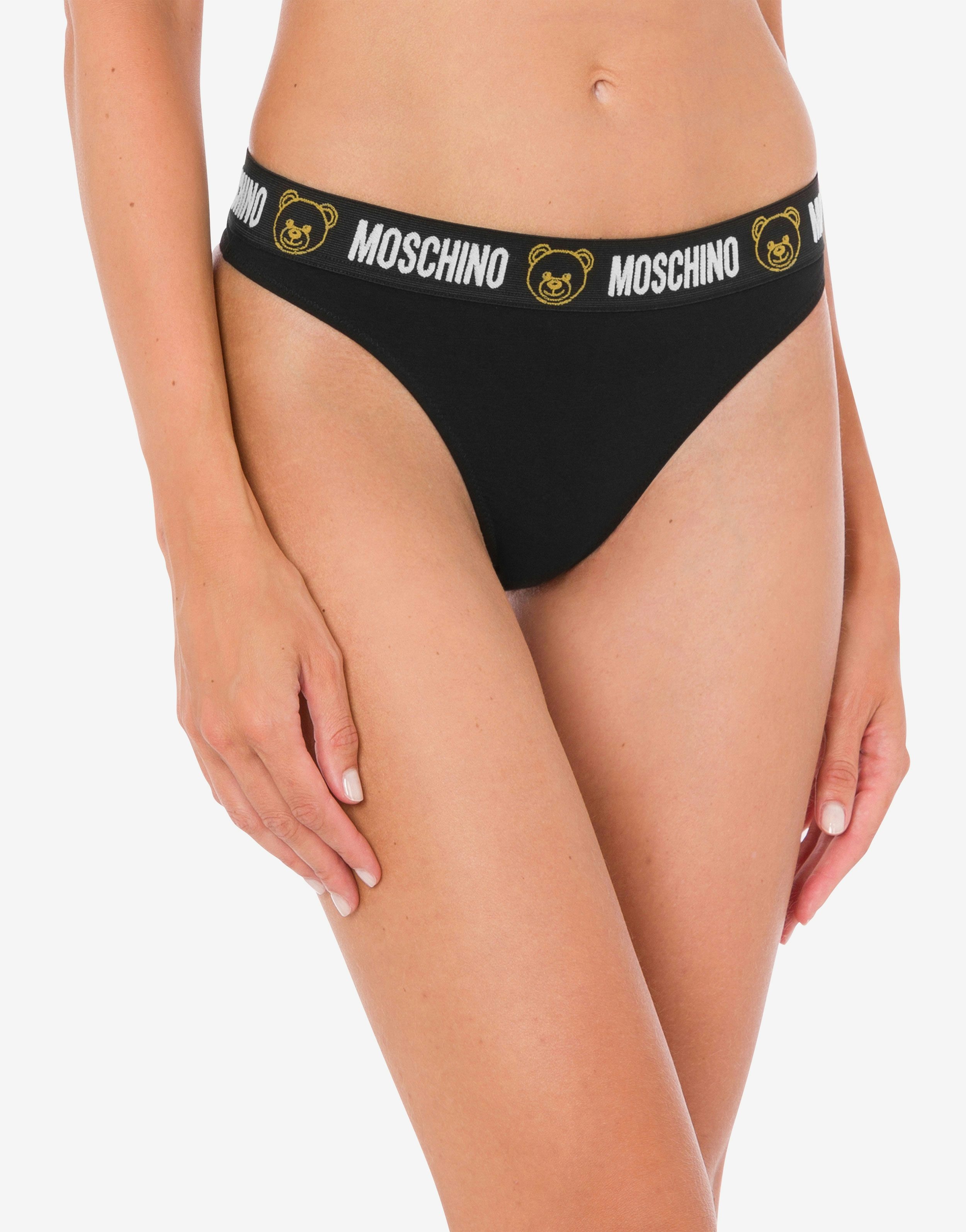 STRETCH JERSEY THONG WITH TEDDY ELASTIC BAND - 2
