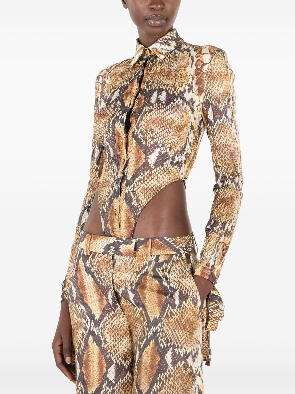 snakeskin-print bodysuit - 5
