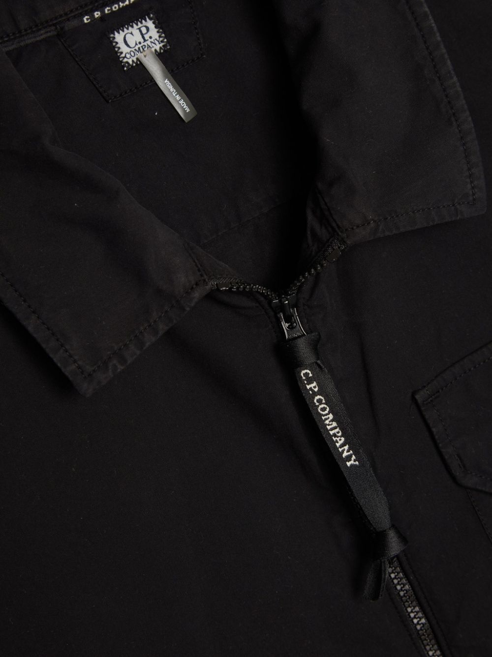Lens-detail zip-up shirt jacket - 4