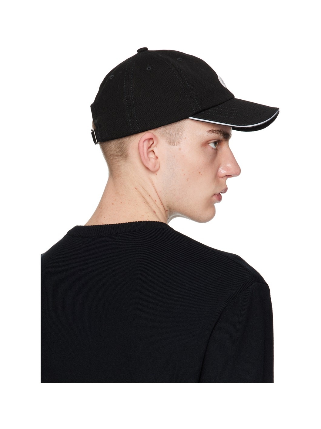 Black White Line Canvas Baseball Cap - 3