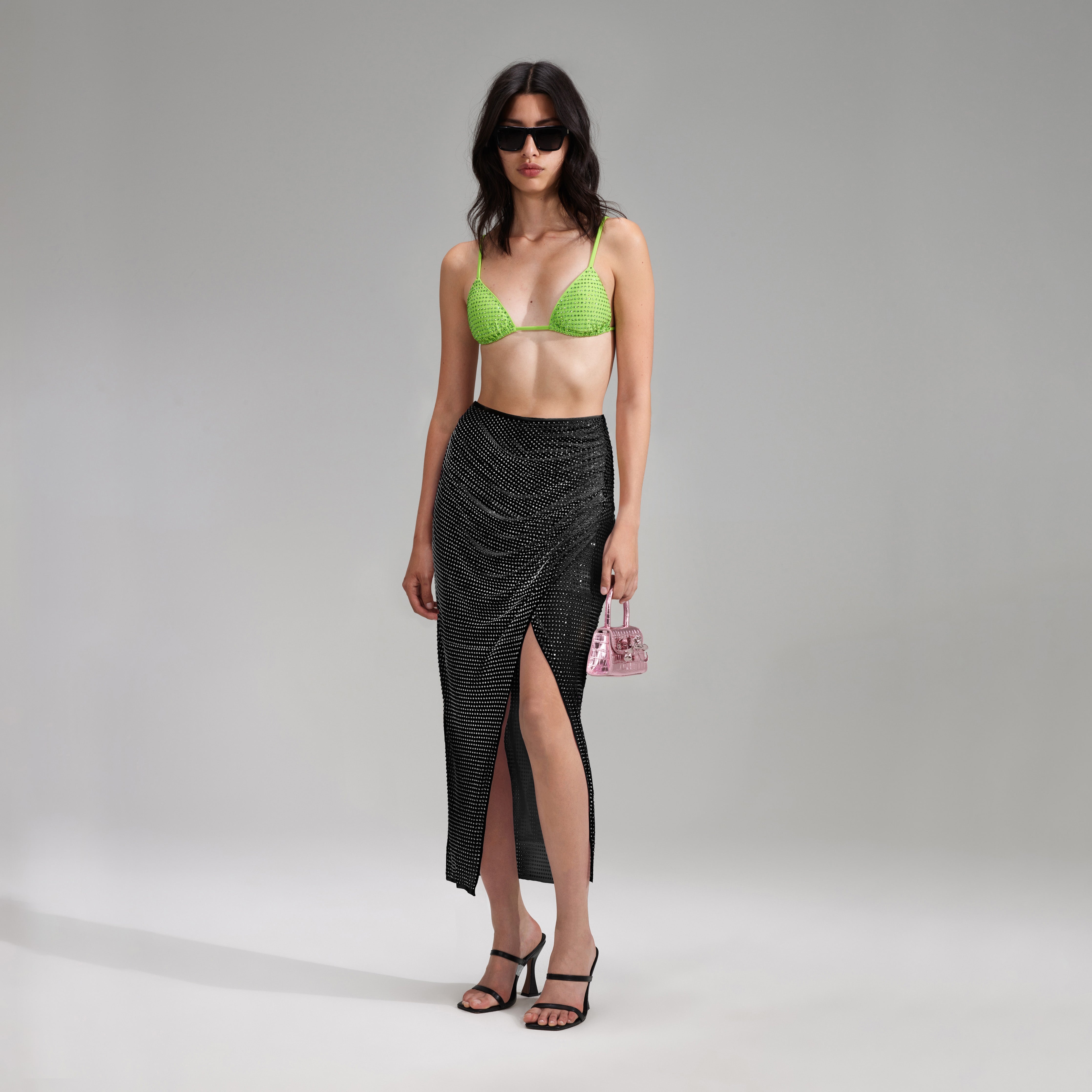 Green Rhinestone Triangle Bikini Top - 2