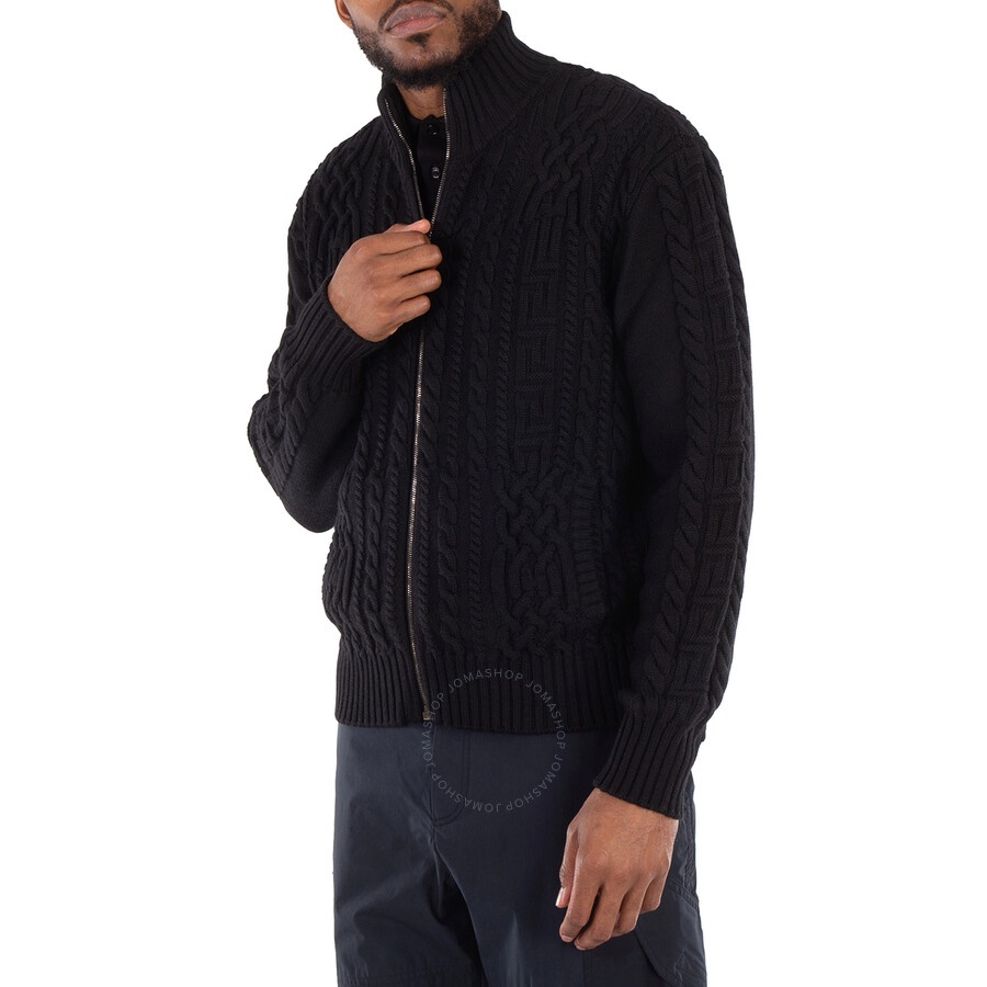 Versace Medusa Embroidered Cable-Knit Full Zip Cardigan - 4