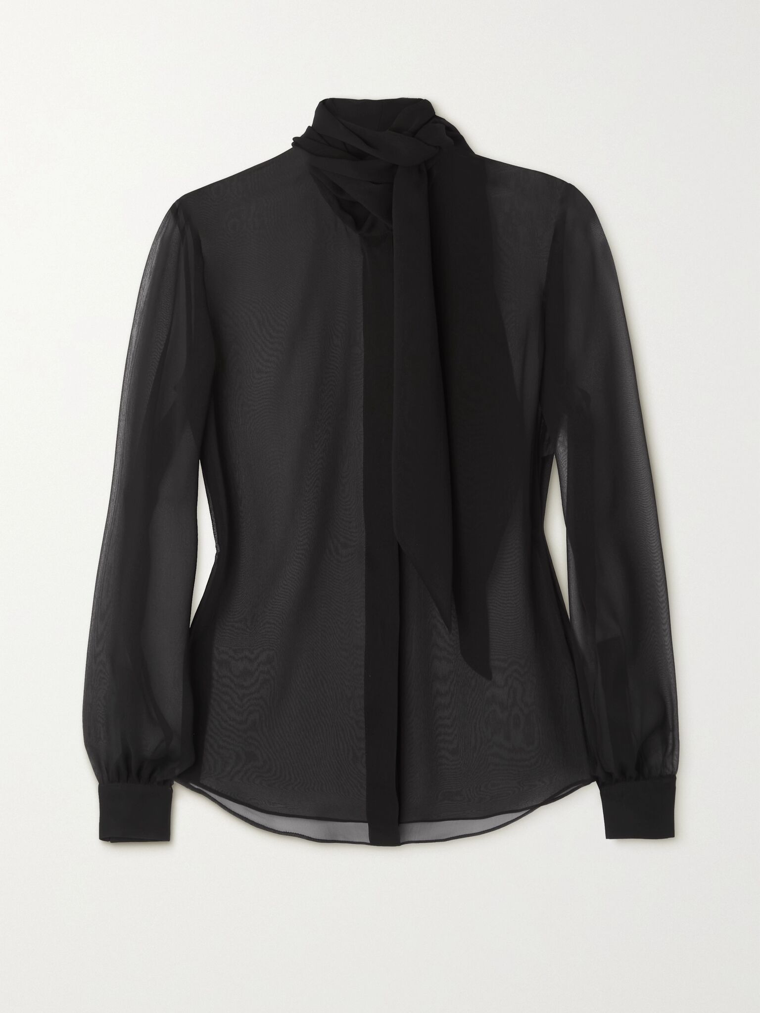 Tie-detailed silk-chiffon blouse Black - 1