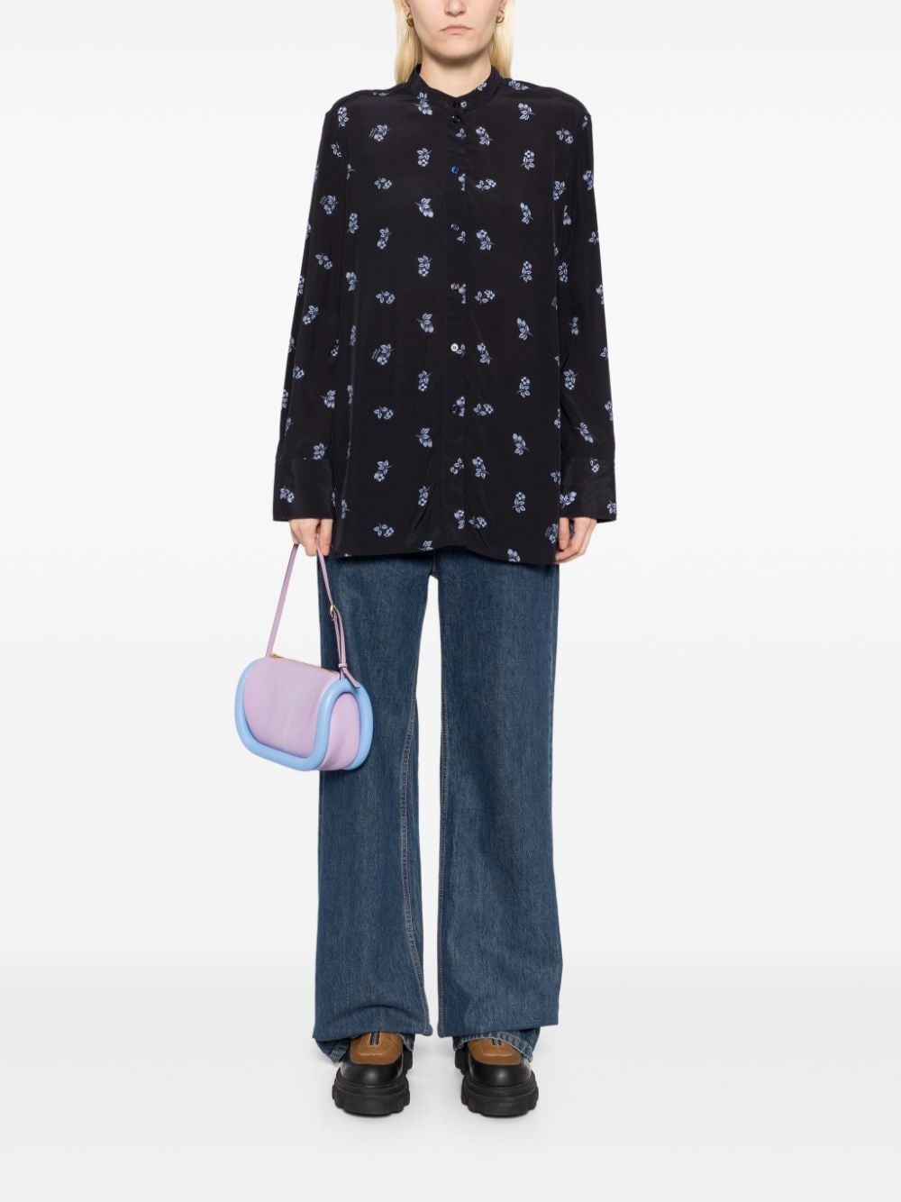 stand collar shirt - 2