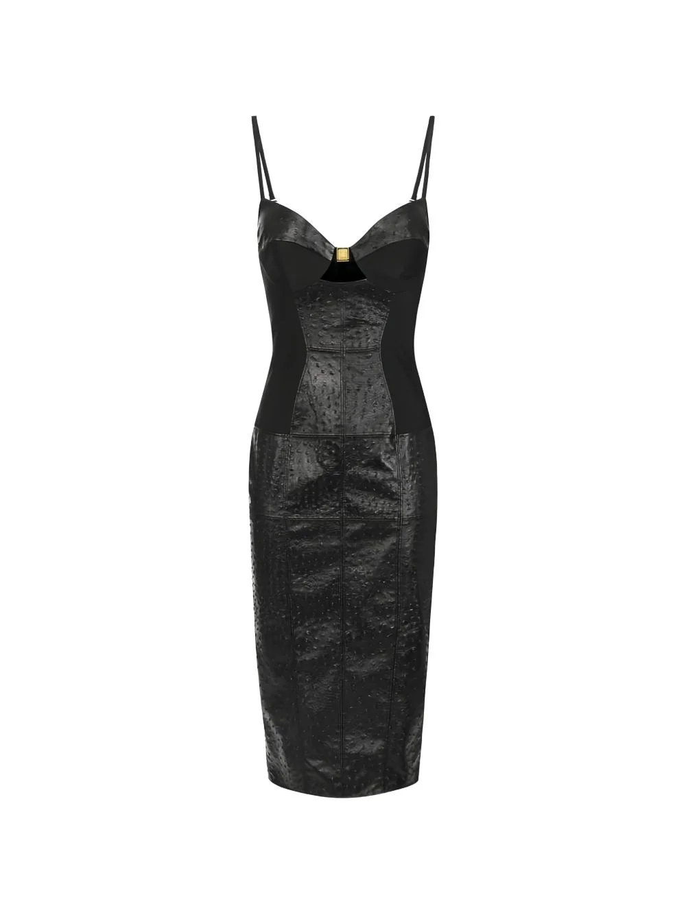 ostrich-effect cut-out midi dress - 1