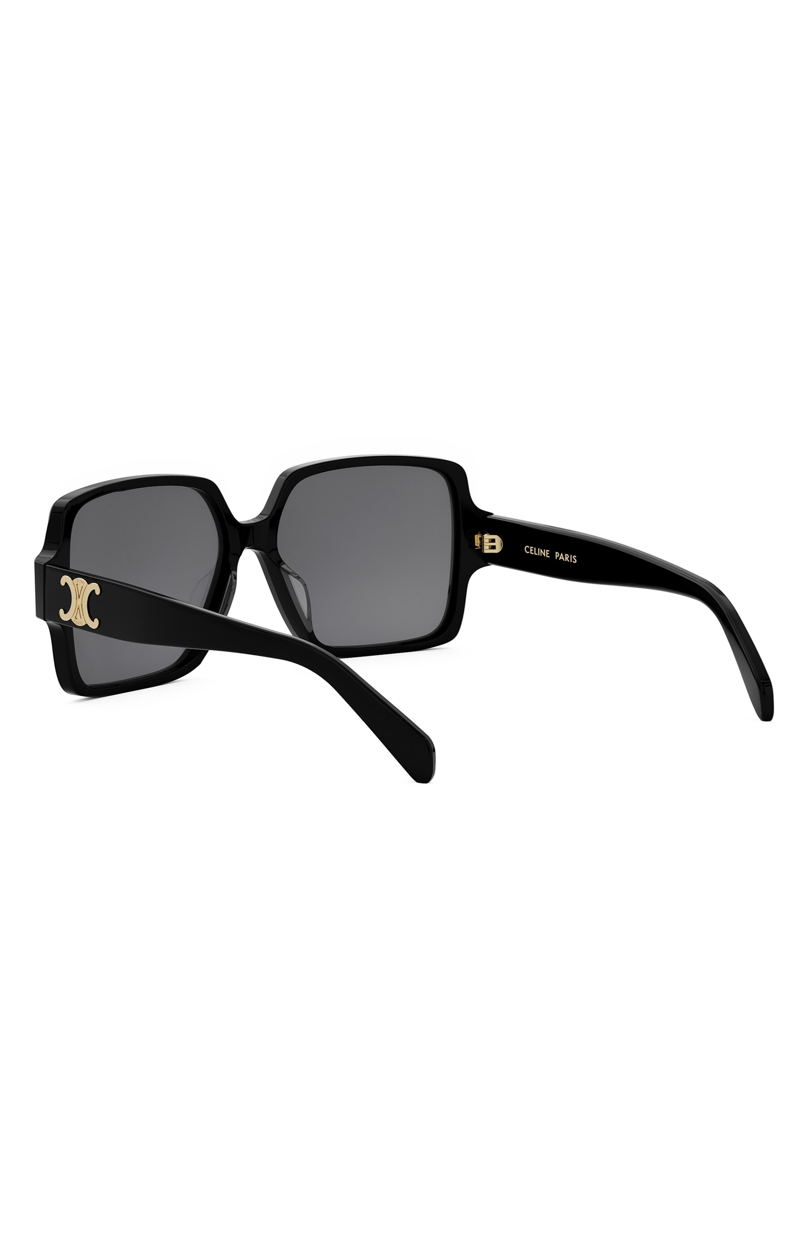 CELINE Triomphe 60mm Square Sunglasses in Shiny Black /Smoke at Nordstrom - 4