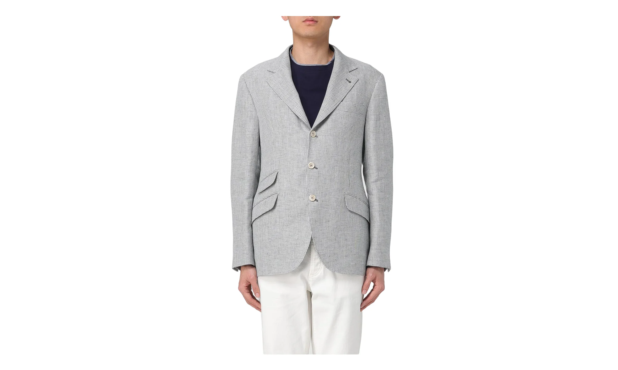 Linen Jacket "White / Grey" BRUN2064 - 1