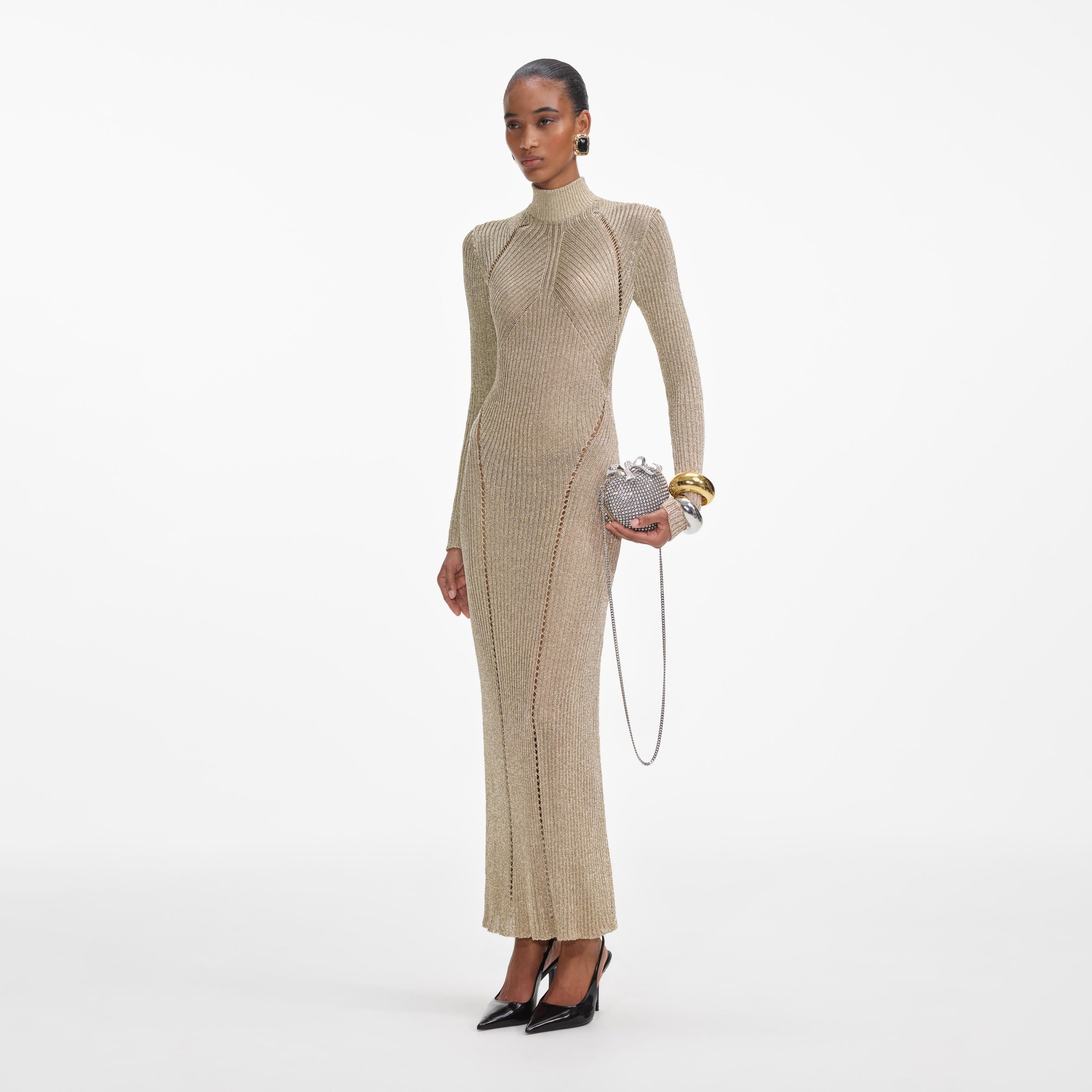 Gold Lurex Knit Maxi Dress - 2