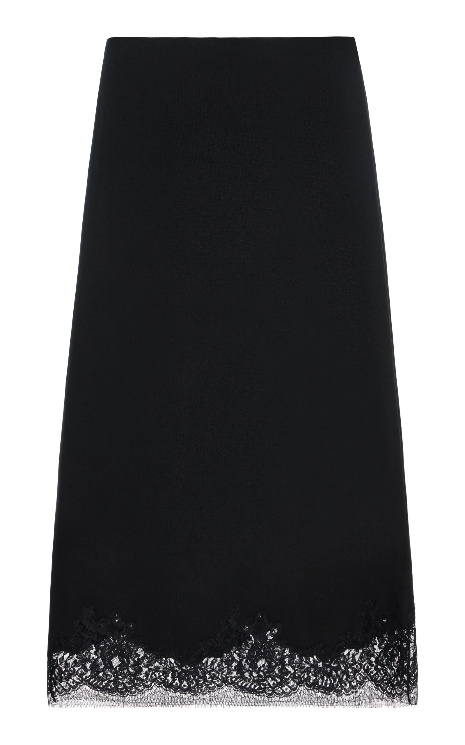 Mea Lace-Trimmed Silk Midi Skirt black - 1