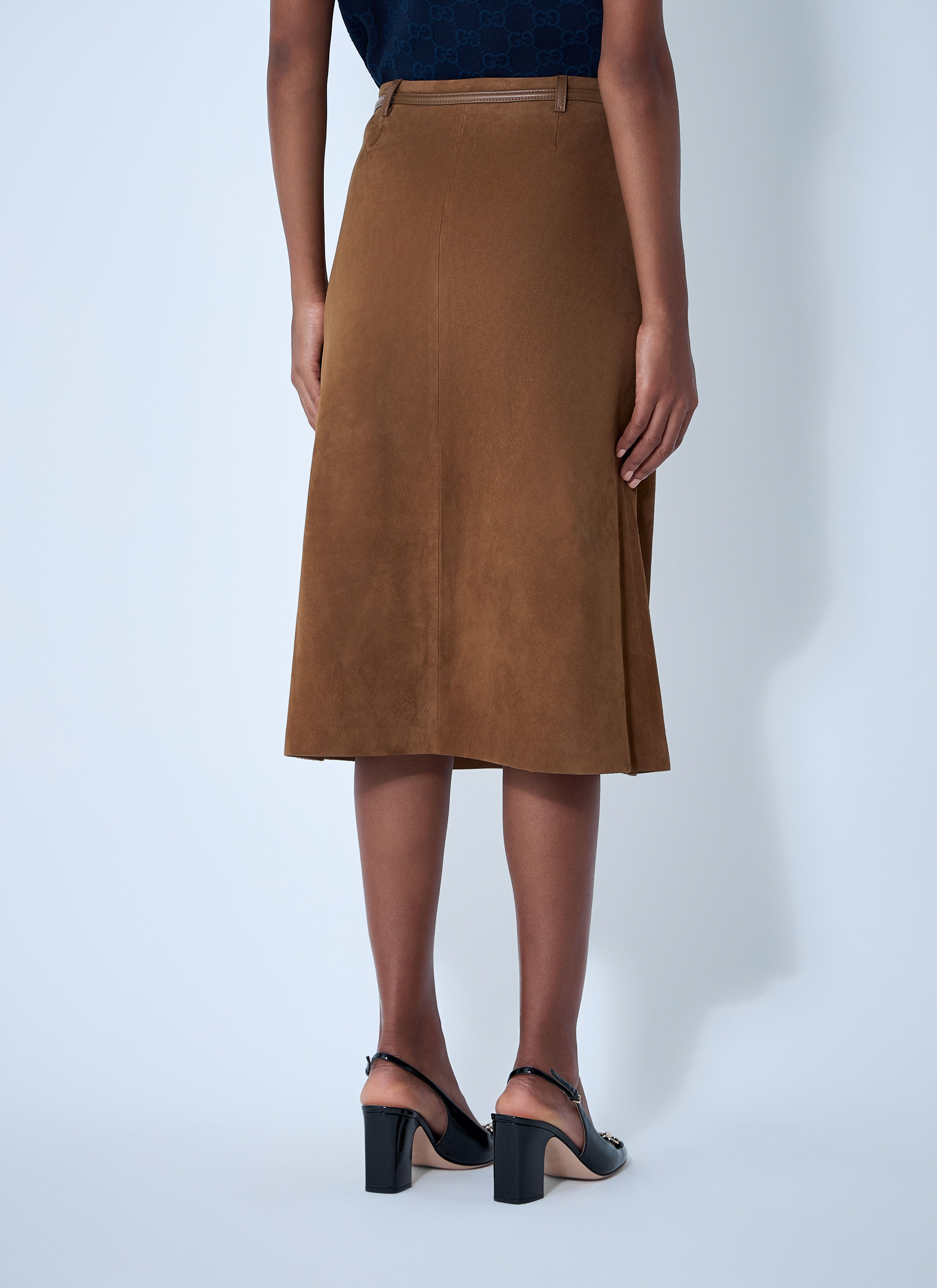 Suede Midi Skirt - 4