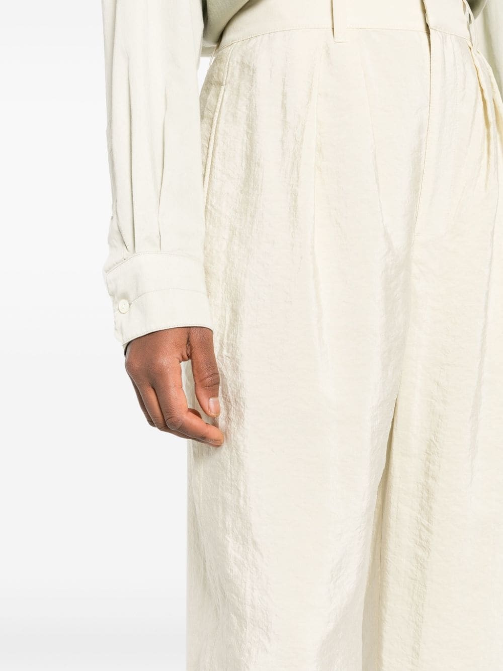 pleated silk-blend straight-leg trousers - 5