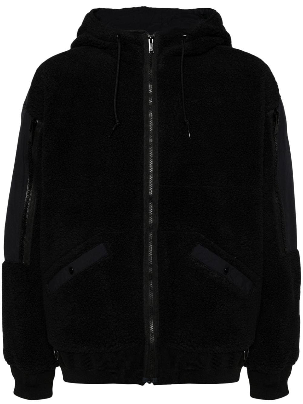 drawstring fleece bomber jacket - 1