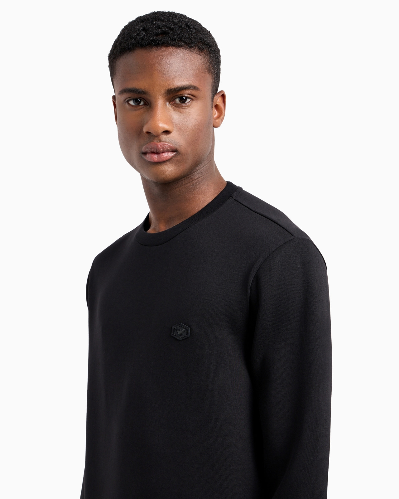 Crew-neck sweatshirt with micro logo patch - 5