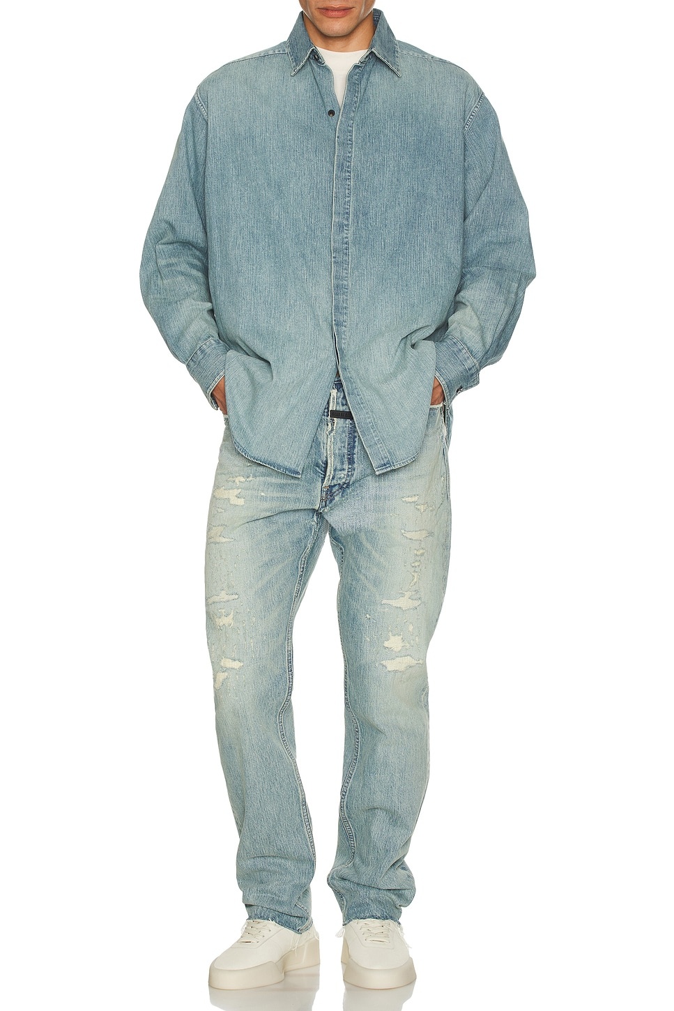 Denim Button Up Shirt in Indigo 2 - 5