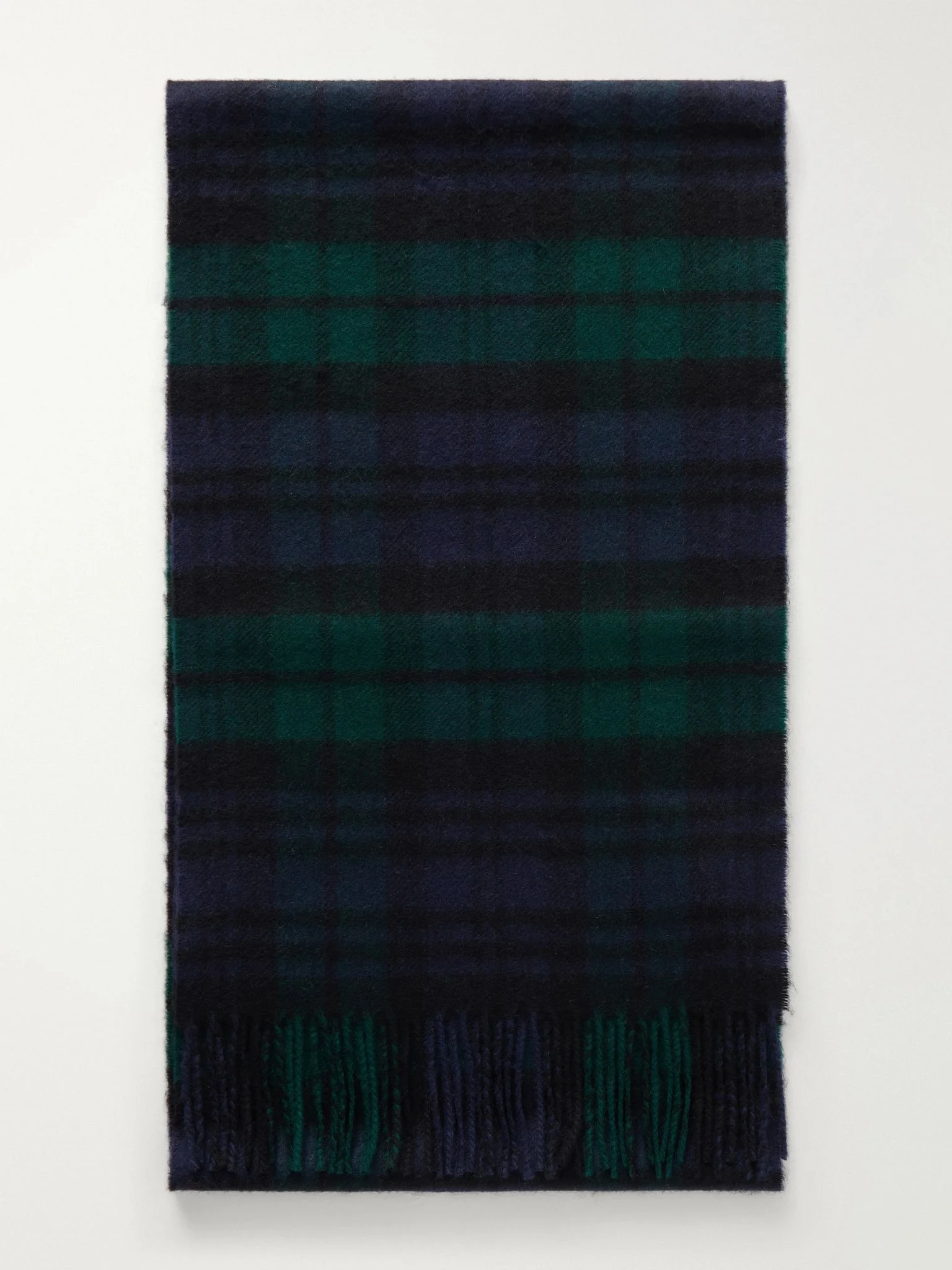 Checked Cashmere Scarf Petrol - 1