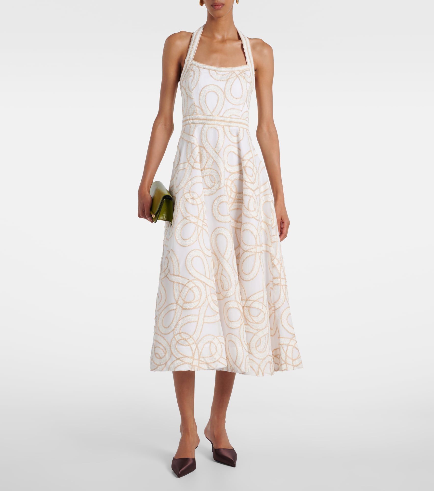 Irena embroidered halterneck midi dress - 2
