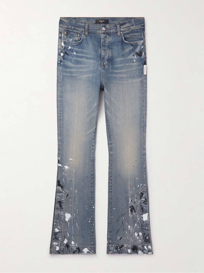 Slim-Fit Flared Paint-Splattered Jeans - 1