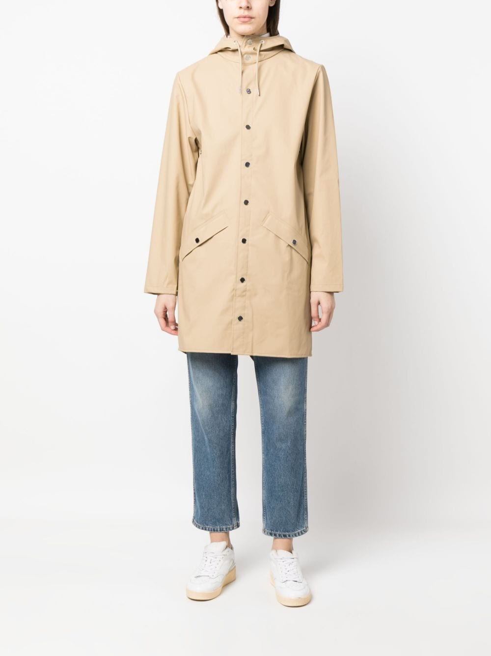 hooded long-sleeve raincoat - 3