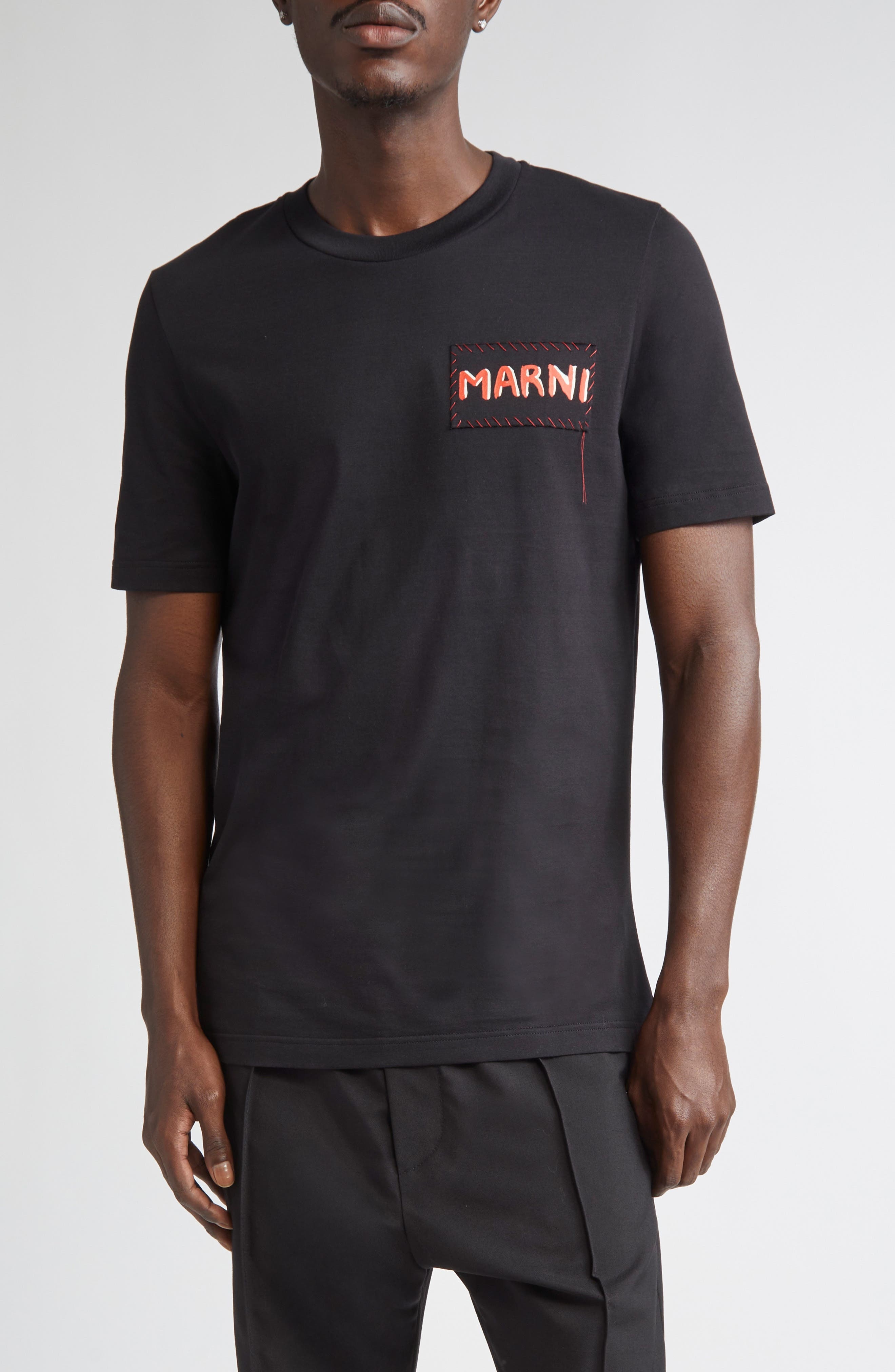 Marni Mending Logo Patch T-Shirt in Black at Nordstrom - 1