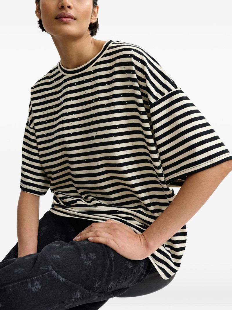 striped strass T-shirt 5