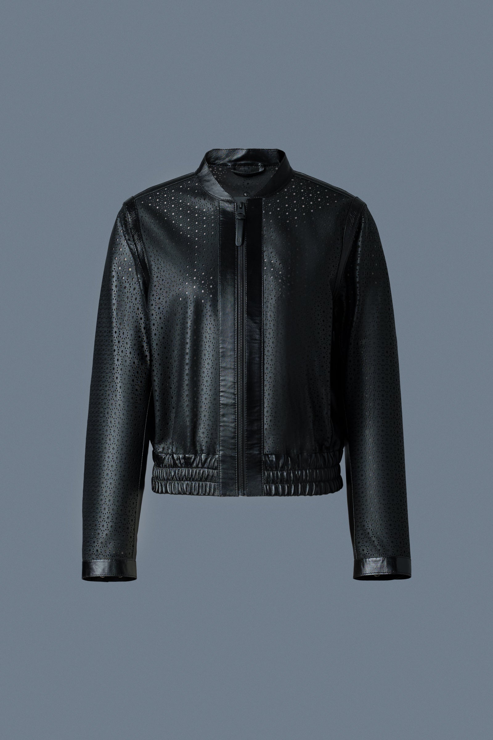 NOELIA Perforated Leather Bomber Jacket - 1