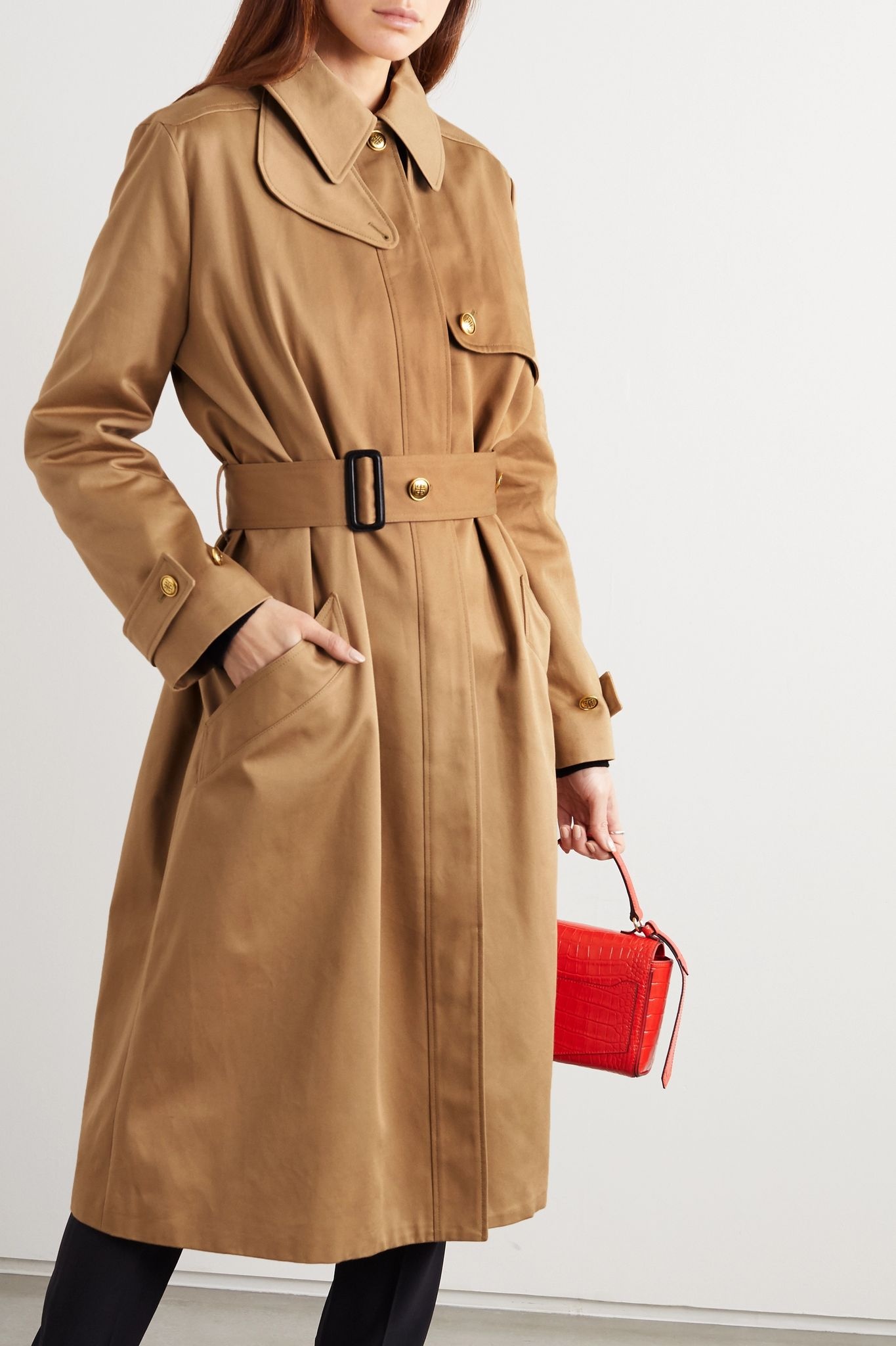 Grosgrain-trimmed cotton-gabardine trench coat - 3