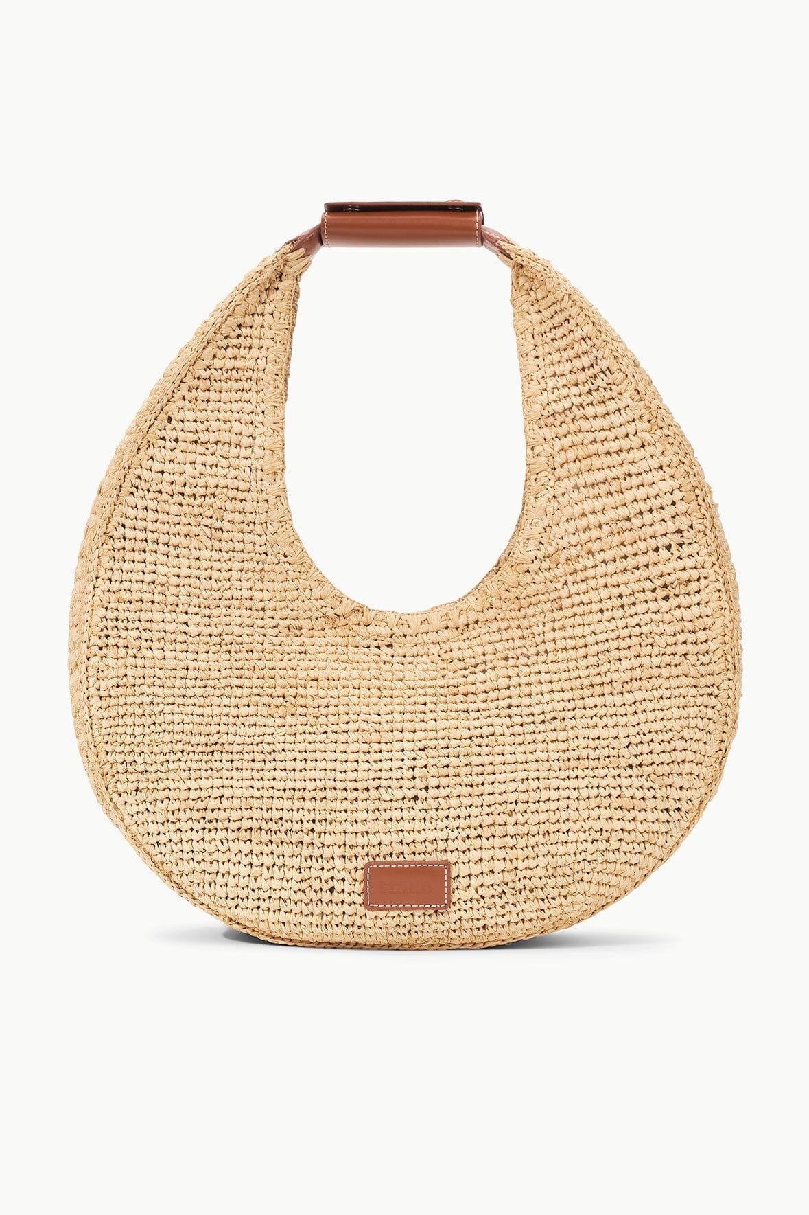 STAUD LARGE RAFFIA MOON TOTE BAG NATURAL TAN - 5