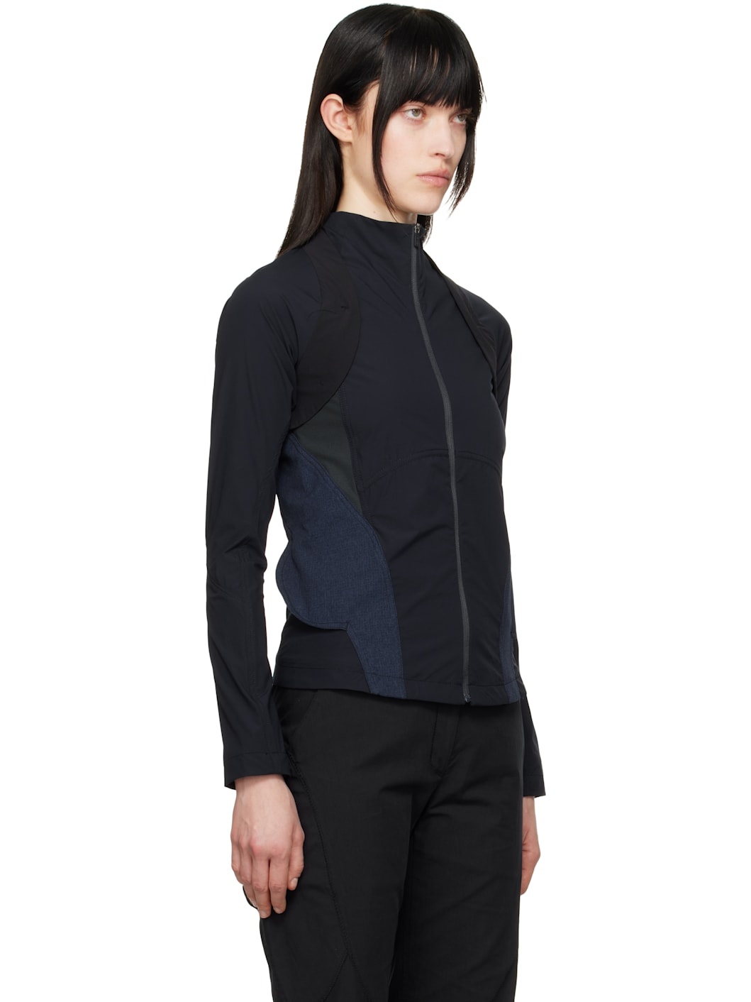 Navy & Black Paneled Windbreaker Jacket - 2