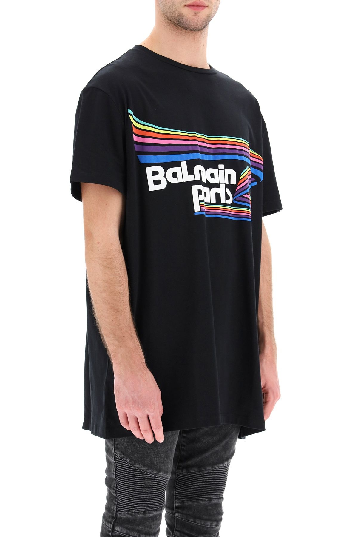 MULTICOLOR FLOCK RUBBER LOGO PRINT T-SHIRT - 3